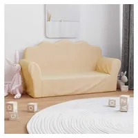 vidaXL Kindersofa 2-Sitzer Creme Weicher Plüsch
