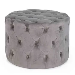 Pouf Lorella in Samt-Optik, Grau