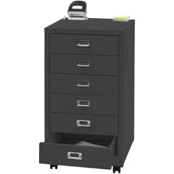 Rollcontainer MCW-L49, Schubladenschrank Stahlschrank Aktenschrank, Metall 75x40x41cm 6 Schubladen ~ dunkelgrau