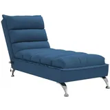 vidaXL Massage Chaiselongue mit Kissen, Liegesessel mit Sperrholzlatten Metallbeine, Relaxliege für Wohnzimmer, Liegestuhl, Blau Stoff