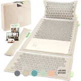 BACKLAXX ® Akupressurmatte mit Kissen, XL [+120% mehr Fläche], Tuch und Tasche, Akupunktur Matte mit Stacheln zur Massage und Entspannung von Nacken und Schulter, Massagematte Rücken