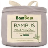 Kissenbezug Grau 2er Pack | Kissenbezug 80x80 cm Bambus | Kühlkissenbezüge | Weiche Bettwäsche Kuschelig | Allergiker Kopfkissenbezug | Bettbezug Hausstaubmilben | Kopfkissenbezug 80x80 | Bambaw