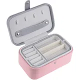 Belons Elegant PU Leder Schmuckkästchen Schmuckbox Schmuckschatulle Schmuckkoffer mit doppeltem Boden Kosmetikkoffer für Damen Mädchen ... (Leder)