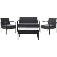 Mendler Poly-Rattan Garnitur 4-tlg. Schwarz