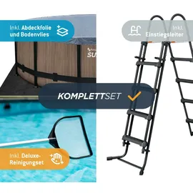 Summer Waves Elite Frame Pool 549 x 132 cm Teak-Optik braun