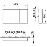 Keuco Spiegelschrank Royal Modular 2.0 1200x700x160mm, o SD, Vorbau,