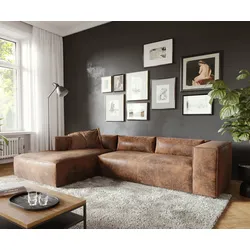Eckcouch Brom 260x175 cm Lederimitat Braun Recamiere links
