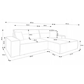 Selsey Ecksofa Eckcouch Schlafsofa Couch mit Schlaffunktion und Bettkasten, Ottomane Rechts Cordbezug in Beige - Beige