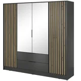 Möbel Kraft Drehtürenschrank ¦ schwarz ¦ Maße (cm): B: 206 H: 200