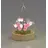 Formano LED Deko Tropfen Blumen Schmetterling Glaskugel mit Holzsockel & Timer 17cm - batteriebetriebene Frühlingsdeko für Tisch, Fensterbank & Geschenk