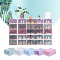 Brride Schuhbox mit Deckel 20 Stück, Stapelbar Schuhaufbewahrung Kunststoffbox, Aufbewahrungsbox Schuhe Boxen Schuhkarton 33×23×14 cm für Schuhe Grün