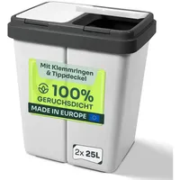 Gardissimo DUO BIN Doppelmülleimer Abfalleimer Mülleimer 2x25L granit (GD)