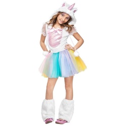 Fun World Kostüm Einhorn, Niedliches Fantasy Kostüm für Kinder weiß 128-140