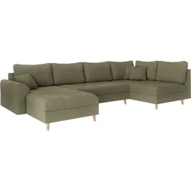 Home Affaire »CHARRE U-Form mit Ottomane, Maße B/T/H: 310/161/81 cm«, feine Steppung, lose Rücken- und Zierkissen, auch in Cord und Bouclé