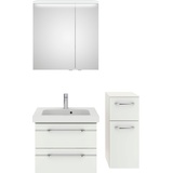 Saphir Badmöbel-Set »Balto Sprint 3-teilig, Mineralmarmor-Waschtisch mit LED-Spiegelschrank«, (4 St.), weiß