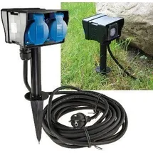 ChiliTec Gartensteckdose 2-fach 2 m Schwarz 2 St.