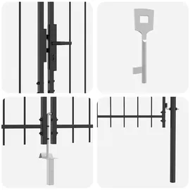 vidaXL Gartentor mit Schloss Grau 125 x 300 cm Stahl