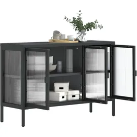 vidaXL Sideboard Schwarz 105x35x70 cm Glas und Stahl
