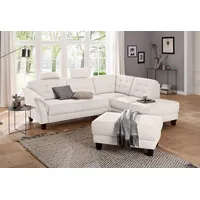 Home Affaire Ecksofa HOME AFFAIRE "Trondheim L-Form", beige (linen), B:260cm H:89cm T:214cm, Struktur fein (100% Polyester);Flachgewebe (100% Polyester);Luxus-Microfaser (90% Polyester, 10% Polyamid), Sofas, Ecksofa, mit Federkern und Knopfheftung im Rücken, Füße