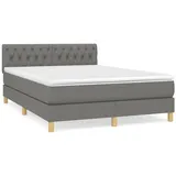 vidaXL Boxspringbett mit Matratze Dunkelgrau 140x200 cm Stoff