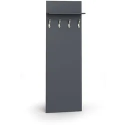 Garderobenwand PRIMO, 4 Kleiderhaken, Ablage, Graphit