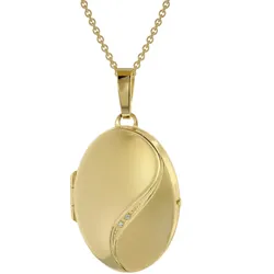 trendor 39660 Halskette mit Medaillon-Anhänger Silber 925 gold plattiert, 50 cm