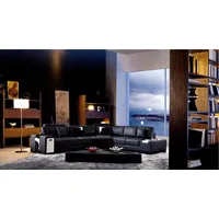 JVmoebel Ecksofa Schwarze Leder Couch mit Boxspring-Polsterung und Kissen, Made in Europa schwarz