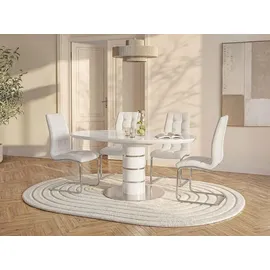vente-unique CUSCO 4 bis 6 Sitzplätze ausziehbar 76 x 75 x 90 cm weiß