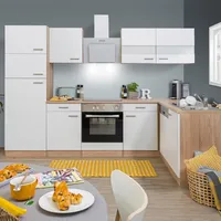 Respekta Winkelküche L-Form 280 x 172 cm Weiß Eiche