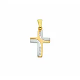 Adelia ́s Kettenanhänger Kreuzanhänger 585 Gold (14K) mit Zirkonia, Goldanhänger Kreuz silberfarben