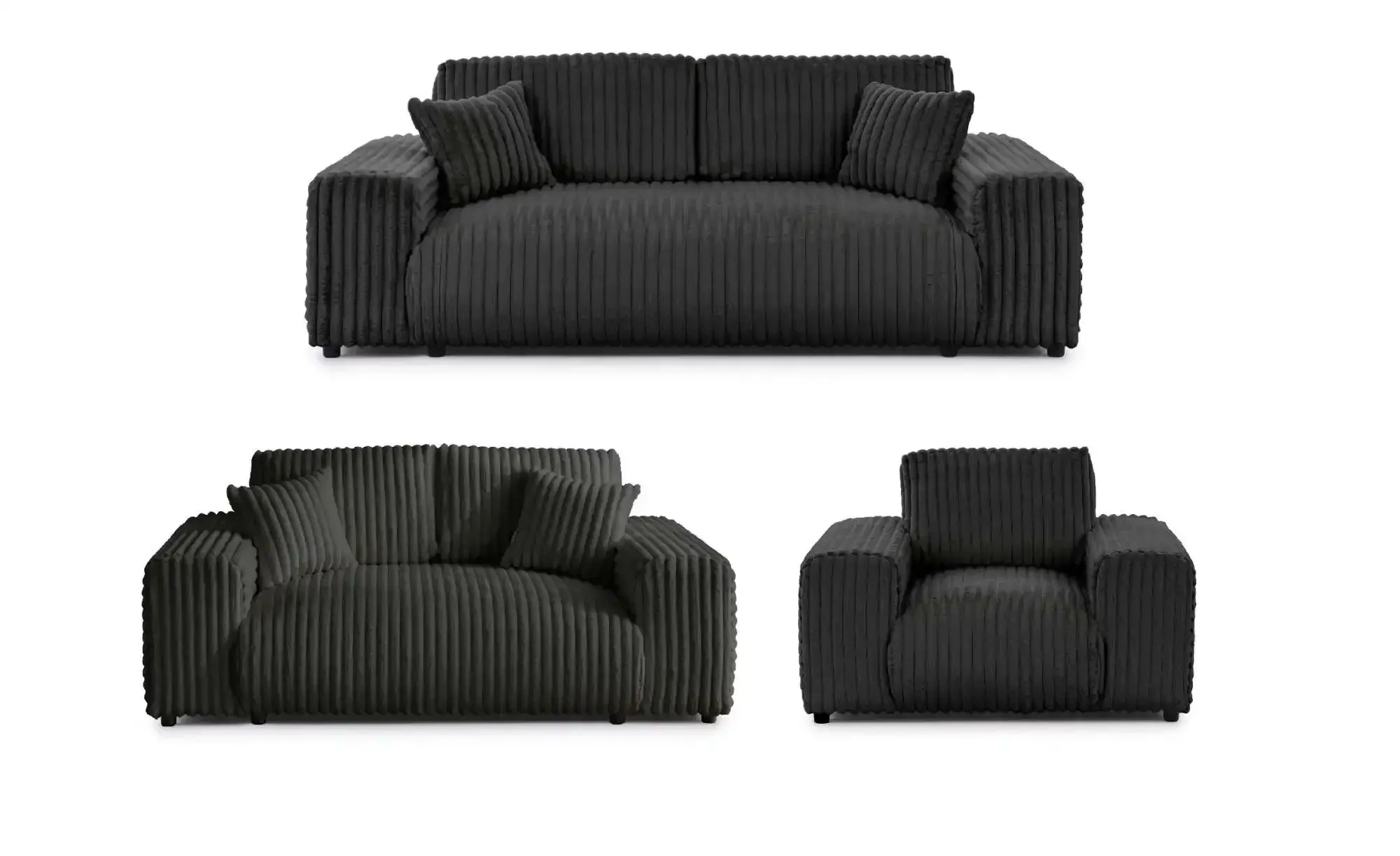 S-STYLE Polstergarnitur 3er-Set  Mollis ¦ grau ¦ Maße (cm): B: 213 H: 79