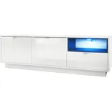Vladon Metro Lowboard 153x48x37 cm Schwarz Hochglanz/Weiß Hochglanz Holzwerkstoff