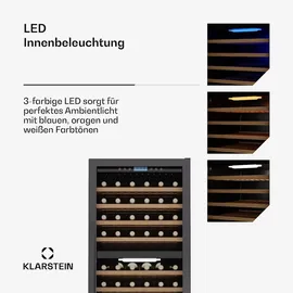 Klarstein Vinovilla Trio Weinkühlschrank – 144 Flaschen 3 Zonen 5–20°C, LED-Beleuchtung, UV-Schutz, freistehend, Weinklimaschrank
