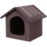 Hundehütte Hundehöhle Hundebett Hundehaus Katzenhöhle mittle M - 44x38 cm braunes Öko-Leder