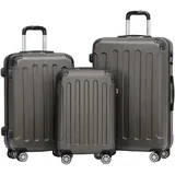 BEIBYE 2045 Zwillingsrollen 3tlg. Reisekoffer Koffer Kofferset Trolleys Hartschale in 20 Farben (Coffee)