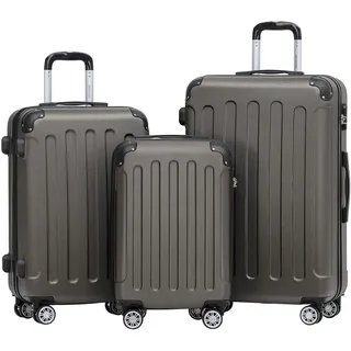 BEIBYE 2045 Zwillingsrollen 3tlg. Reisekoffer Koffer Kofferset Trolleys Hartschale in 20 Farben (Coffee)