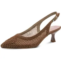 TAMARIS Slingpumps TAMARIS, Damen, Gr. 38, braun, Textil, Strukturmuster, Schuhe Slingpumps, Trichterabsatz, Businessschuh in veganer Verarbeitung