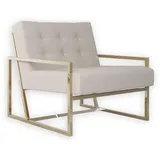 s-style möbel Loungesessel mit Goldenen Füßen aus Bouclé-Stoff, B/T/H: 84 cm/ 89 cm/ 81 cm - Beige