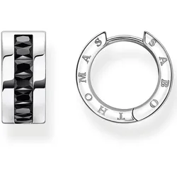 THOMAS SABO Paar Creolen »schwarze Steine pavé, weiße Steine Pavé, CR670-051-14, CR670-643-11«, mit Zirkonia (synth.) THOMAS SABO silberfarben-schwarz + schwarz