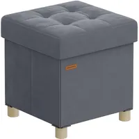 Songmics Sitzhocker mit Stauraum Samt 38 x 38 x 40 cm Schiefergrau