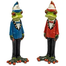 Formano 2er Set Frosch Karneval aus Froschhausen lustige Frösche 19cm Skulptur Figur Jeck Geschenk Dekoration Faschingsdeko Karnevalsdeko Froschkönig Narr