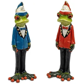 Formano 2er Set Frosch Karneval aus Froschhausen lustige Frösche 19cm Skulptur Figur Jeck Geschenk Dekoration Faschingsdeko Karnevalsdeko Froschkönig Narr