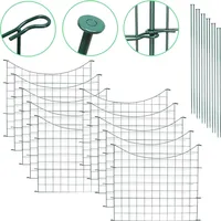 EINFEBEN 22tlg Set Teichzaun Drahtzäune Gartenzaun ZaunTeich mit 10 Zaunelemente und 12 Befestigungsstaeben, Gitterzaun Gartenzaun(Unterbogen) - Grün