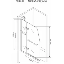Buylando Glaswerk Westfalen – 100x140 cm Badewannenaufsatz (h)