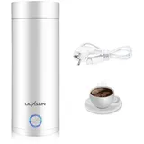 Aoreun Kleiner Tragbarer Wasserkocher, 400ml Tragbarer Elektrischer Wasserkocher, Mini Thermoskanne mit Automatischer Abschaltung, reise wasserkocher klein für Milch Kaffee Teezubereitung (Weiß)