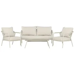 Ebuy24 Sicily Loungeset 1 Sofa, 2 Stühle, 1 Couchtisch beige.