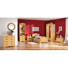 otto home Massivholzbett OTTO HOME "Konrad, Stauraumbett, Messinggriffe, rustikaler Landhausstil", beige (natur), B:103cm H:90cm L:209cm, Betten, Massivholzbett, mit FSC-zertifiziertem Massivholz, Liegehöhe 40 cm
