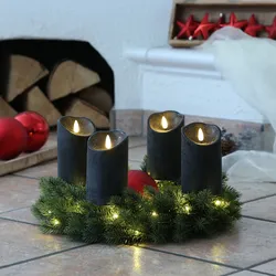 LED Kerzenset FLAMME - Rustik-Optik - Echtwachs - 3D Flamme - H: 12,5cm - Timer ...