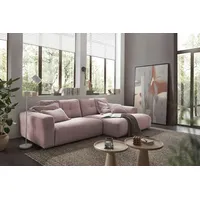 KAWOLA Sofa MIKA Ecksofa Cord rosa Longchair rechts