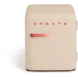 CREATE / RETRO FRIDGE 50 TERRACCOTA/Kühlschrank in Sand, Griff Terrakotta / 85W, Minibar, eine Regalfläche, Retro-Design, 50cm, zwei Ablagen, 48L Fassungsvermögen, energiesparend, 50x44x49,8cm